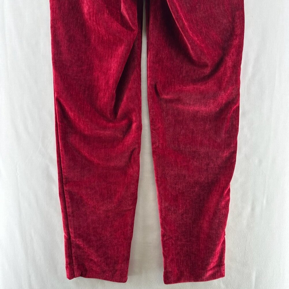 Hilary Radley Pants Womens Sz XS Velvet Mid Rise Slim Pull On Elastic Waist Red - Picture 6 of 10